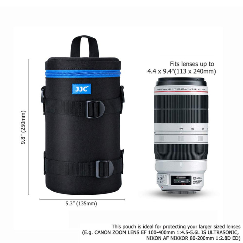 [AUSTRALIA] - JJC Camera Lens Pouch Case for Canon RF 600mm EF 70-200mm Nikon Nikkor AF-S 70-200mm AF 80-200mm & More, Zipper Polyester Lens Protective Bag Interior Size 4.45x9.45” XXXL 