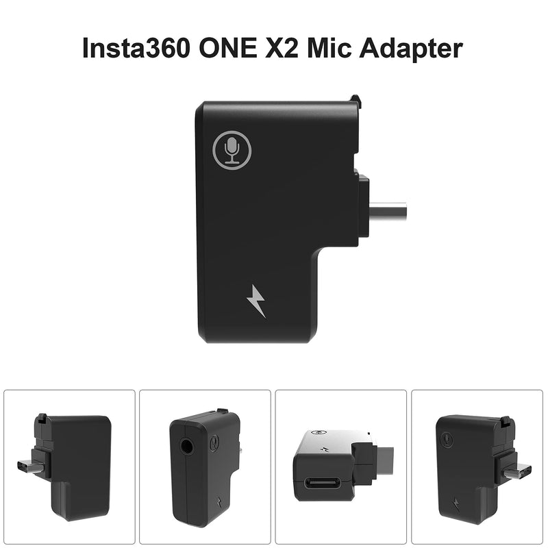 CYNOVA Insta360 ONE X2 Dual Mic Adapter,3.5 mm mic Compatible with ONE X2 Extrenal Microphones,USB-C Port, insta360 one x2 Accessories