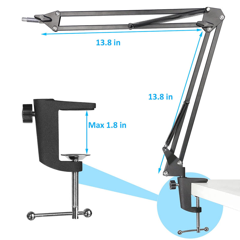 AT2020 Mic Stand with Pop Filter - Microphone Boom Arm Stand with Foam Windscreen for AT2020 AT2020 USB+ AT2035 Microphone by YOUSHARES
