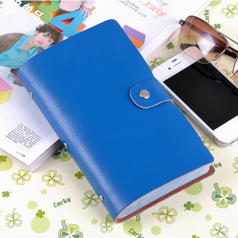 Aladin Leather Business Card Organizer Book Credit Card Holder with 90 Plastic Card Slots Blue