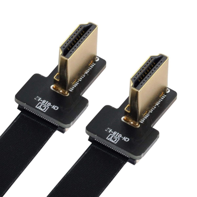 Xiwai CYFPV Dual 90 Degree Left Angled HDMI Type A Male to Male HDTV FPC Flat Cable for FPV HDTV Multicopter Aerial Photography (0.5M)