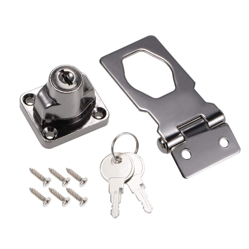 uxcell 2.5-inch Keyed Hasp Locks Zinc Alloy Twist Knob Keyed Locking Hasp W Screws for Door Cabinet Keyed Alike Black 3Pcs 2.5 Inch