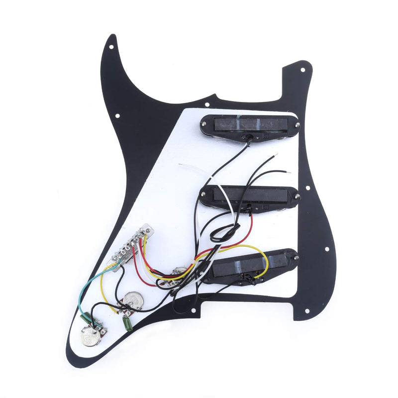 Musiclily 11-Hole SSS Prewired Loaded Pickguard with Single Coil Pickups Set for Fender Squier Strat Electric Guitar,4Ply Black Pearl