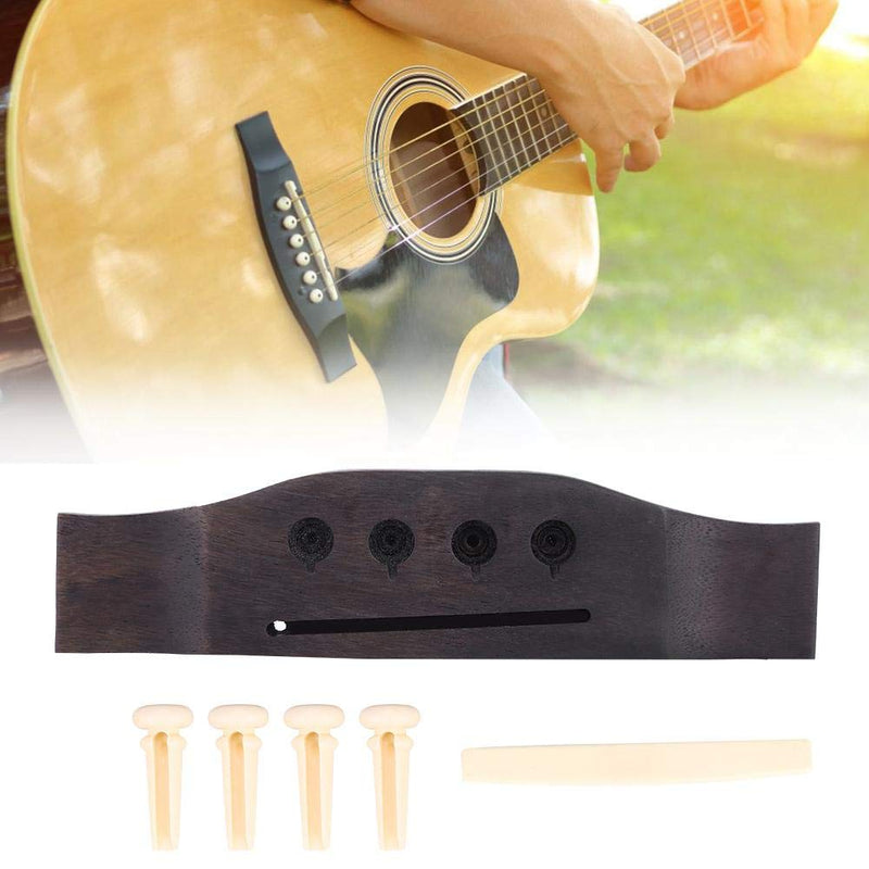 Dilwe 4 Strings Bass Bridge, Rosewood Bridge Saddle and Pins for 4-String Folk Acoustic Bass Accessory Parts