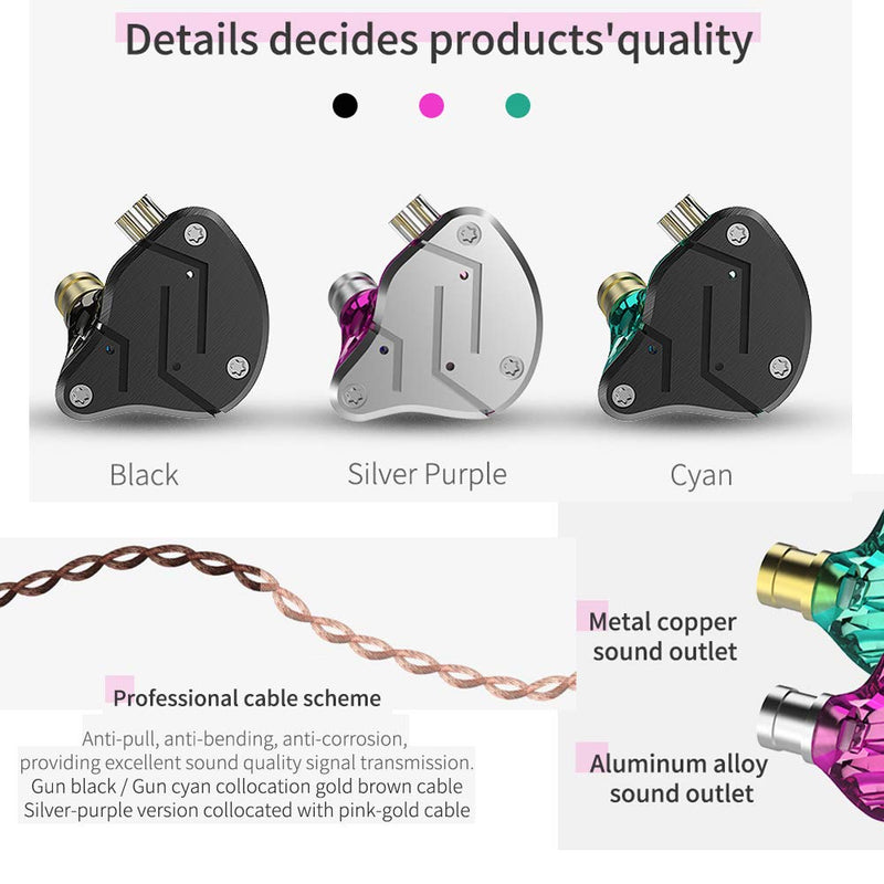 [AUSTRALIA] - KZ ZSN Earphone in Ears Monitor with 1BA and 1DD, KZ High Fidelity in Ear Headphone Earbuds with 0.75mm 2 pin Cable, 1 Dynamic and 1 Balanced Armature Driver KZ Headphone (Black, NO Mic) Black 