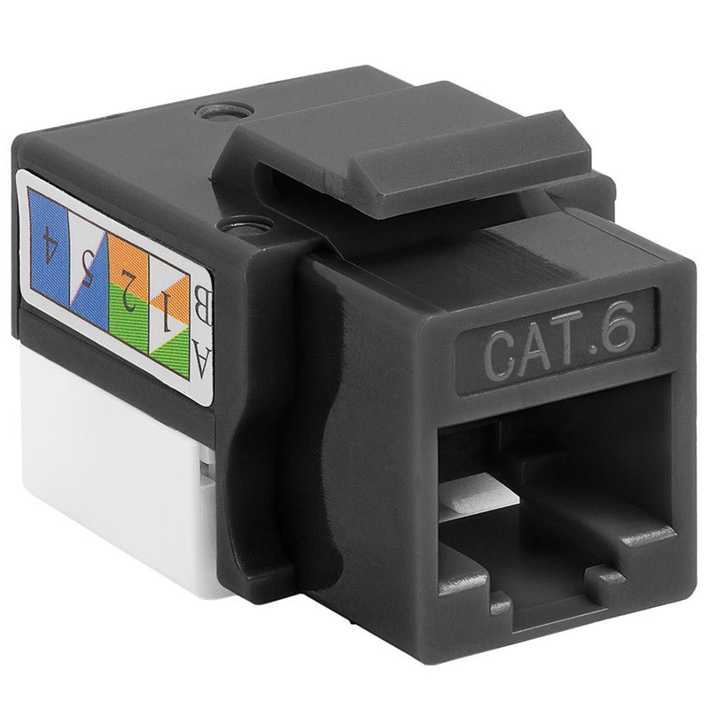 Cmple - 10 Pack Cat6 Punch Down Keystone Insert Jack Adapter, RJ45 Cat6 Punch-Down Network Female Keystone Connector for Modems, Desktops, Computer Networks - Black Cat6 - 10 PACK