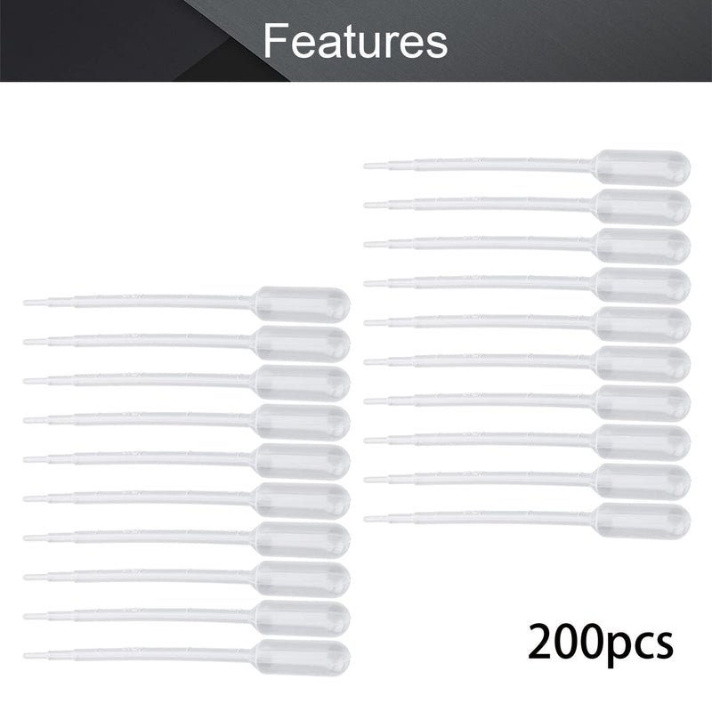 Othmro 200Pcs 1ml Disposable Plastic Transfer Pipettes,Calibrated Dropper Clear Pipettes Liquid Dropper Suitable for Ear Eye Essential Oils Makeup, Science Laboratory, DIY Art 149mm Length 149mm 200Pcs