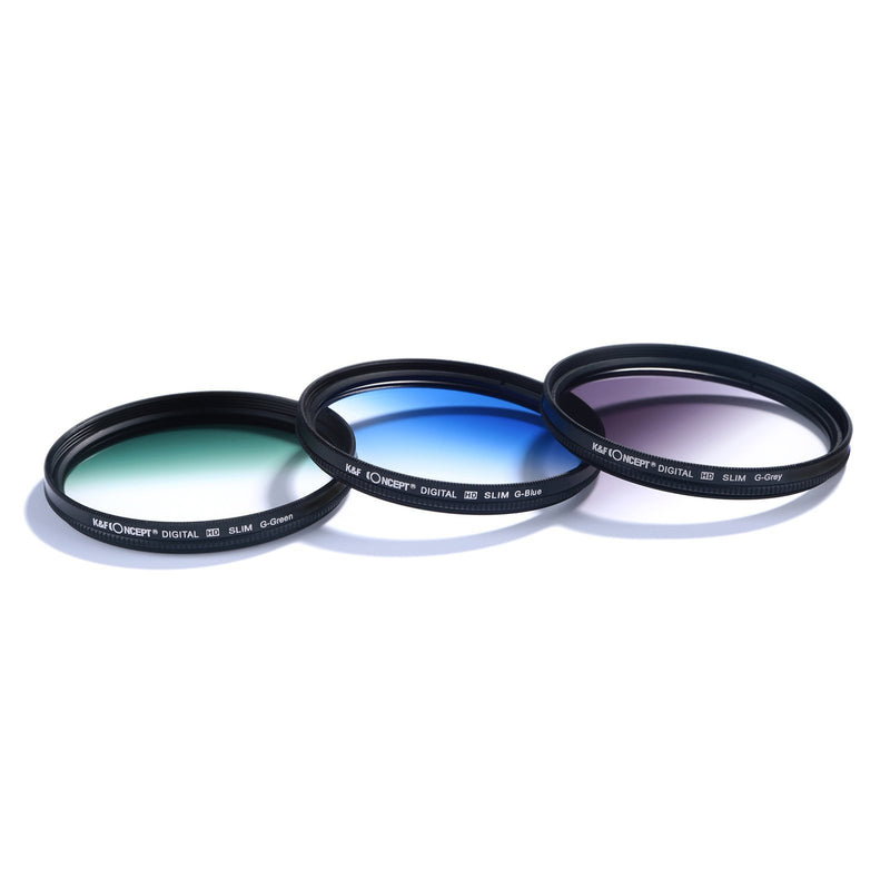 K&F Concept 62mm UV CPL FLD Graduated Filter Lens Accessory 9pcs Filter Kit UV Protector Circular Polarizing Filter + Microfiber Lens Cleaning Cloth + Petal Lens Hood + Filter Bag Pouch