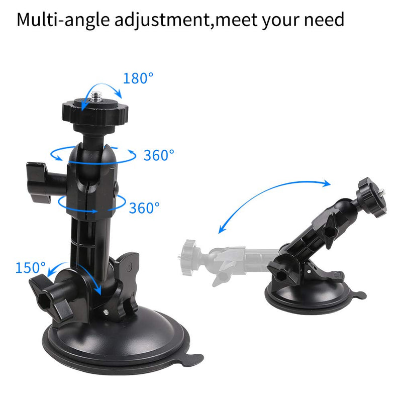 SUREWO Suction Cup Camera Car Mount with Tripod Adapter for GoPro Hero 10 9 8 7 6 5 4 Black,Car Suction Cup Mount Compatible with GoPro,DJI Osmo Action,XiaoMi YI and Most Action Cameras
