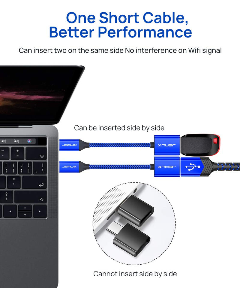 JSAUX USB C to USB Adapter [2 Pack], USB Type C Male to USB 3.0 Female OTG Cable-Blue 2 Pack Blue
