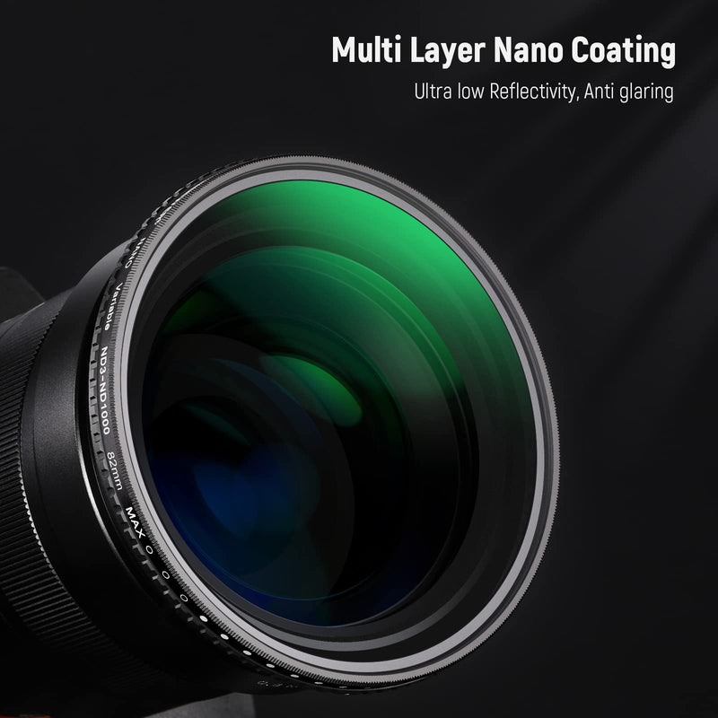 NEEWER 82mm Variable ND Filter ND3-ND1000, 1.5-10 Limited Stops Neutral Density Filter with HD Optical Glass & Double Sided 30 Layer Nano Coatings, Water Repellent/Scratch Resistant/Aluminum Frame