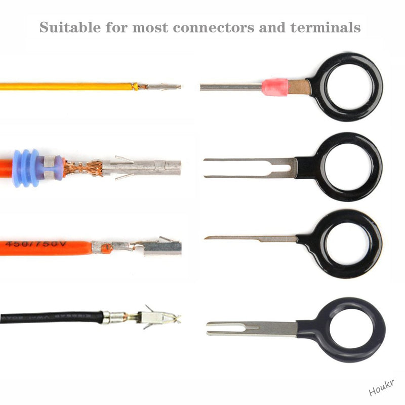 Houkr Auto Terminals Removal Key Tool Set, Car Electrical Cable Wiring Crimp Pin Connector Extractor Puller Release Kit Tool(11 Pcs)