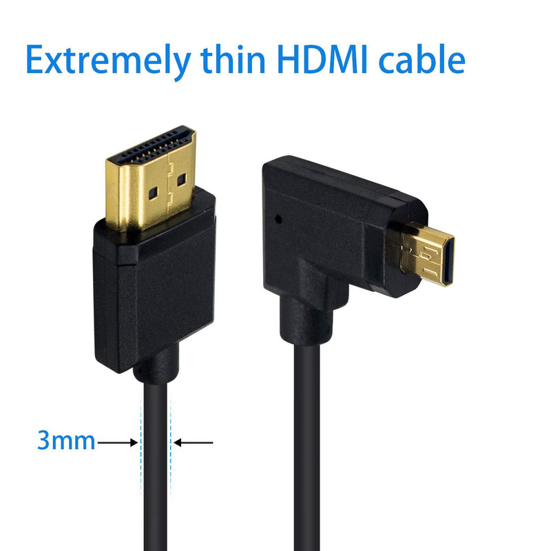 Duttek Micro HDMI to Standard HDMI Cable, Micro HDMI to HDMI Adapter Cable, Extreme Thin Left Angled Micro HDMI Male to HDMI Male Cable for 1080P, 4K, UltraHD, 3D, Ethernet (6 inch/ 15cm) Left Angled 15cm