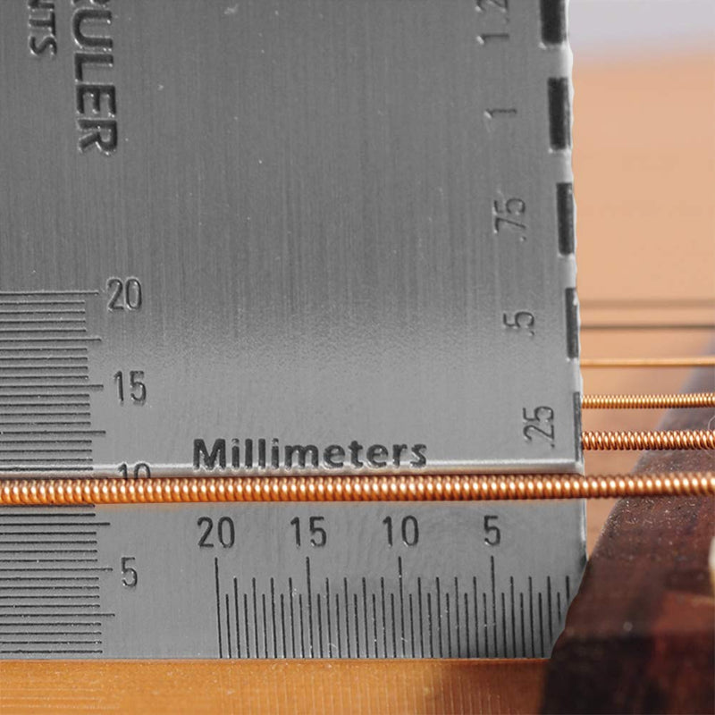 TIMESETL 32 Blades Steel Feeler Gauge Dual Marked Metric and Imperial Gap Measuring Tool + 9 Understring Radius Gauge Luthier Tools + String Action Ruler Gauge Measuring Tool for Guitar and Bass Setup