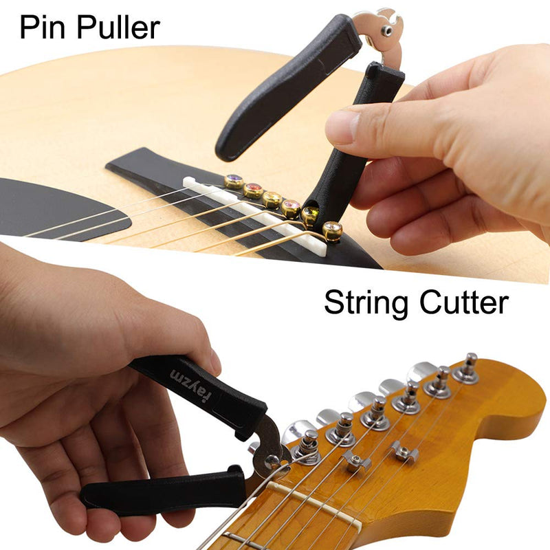 Rayzm Guitar String Winder/Bridge Pin Extractor, Guitar String Cutter/Pin Puller, 6 Pcs Celluloid Guitar Picks Plectrums, 30 cm Micro-Fiber Polish Cloth for Musical Instruments 4GC