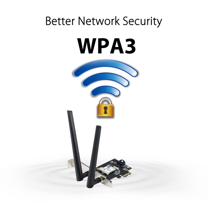 [AUSTRALIA] - ASUS PCE-AXE5400 WiFi6 6E PCI-E Adapter with 2 External Antennas. Supporting 6GHz Band, 160MHz, Bluetooth 5.2, WPA3 Network Security, OFDMA and MU-MIMO AXE5400 | WiFi 6E 