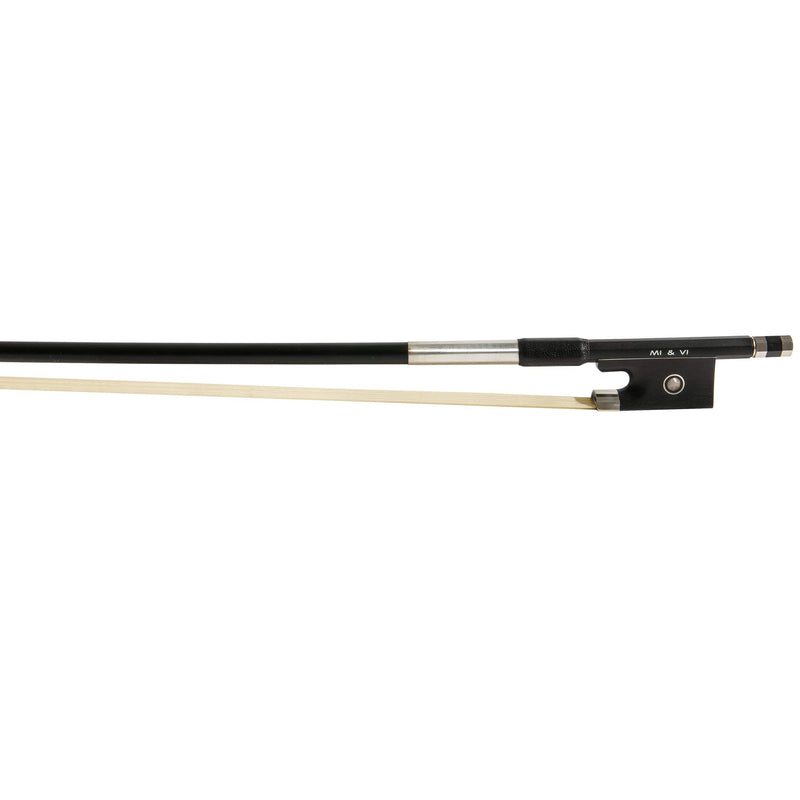 MI&VI Classic Carbon Fiber Violin Bow (Size 1/2) in Black with Ebony Frog and Octagonal Silver Mount | Well Balanced | Light Weight | Real Mongolian Horse Hair - By MIVI Music Violin 1/2
