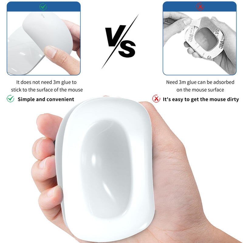 ROUNKIN Silicone Cushion for Apple Magic Mouse 1/2/3 - Ergonomic Mouse Pad, Multi-Touch Surface Mouse Grip for Wireless Magic Mouse, No Glue Mouse Palm Rest for Apple Magic Mouse Accessories(White) White