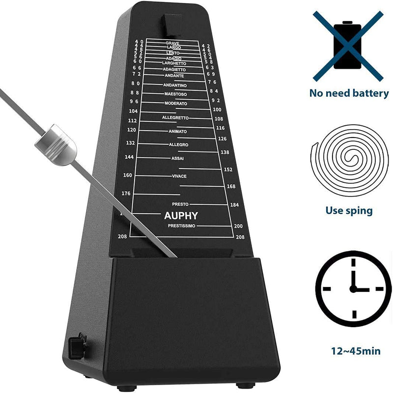 Mechanical Metronome Loud Sound Piano Drum Violin Guitar Saxophone Macaroon (black) black