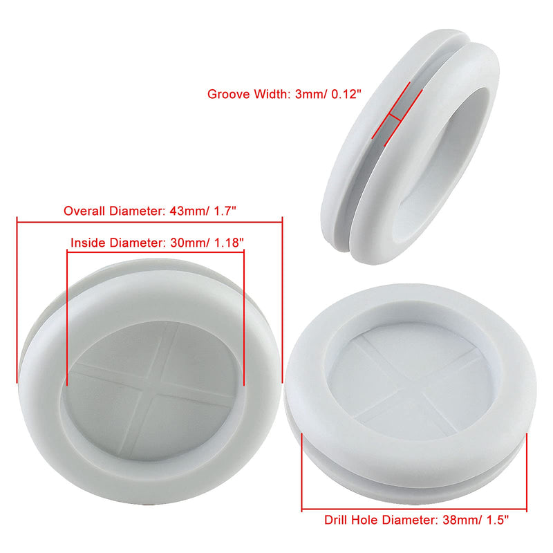 [AUSTRALIA] - Kyuionty 10 Pack 1-3/16" Inside Diameter 1-1/2" Drill Hole Rubber Grommet, Firewall Plug Grommet Rubber Grommets Wire Protection, Double Sided Round (White) White 