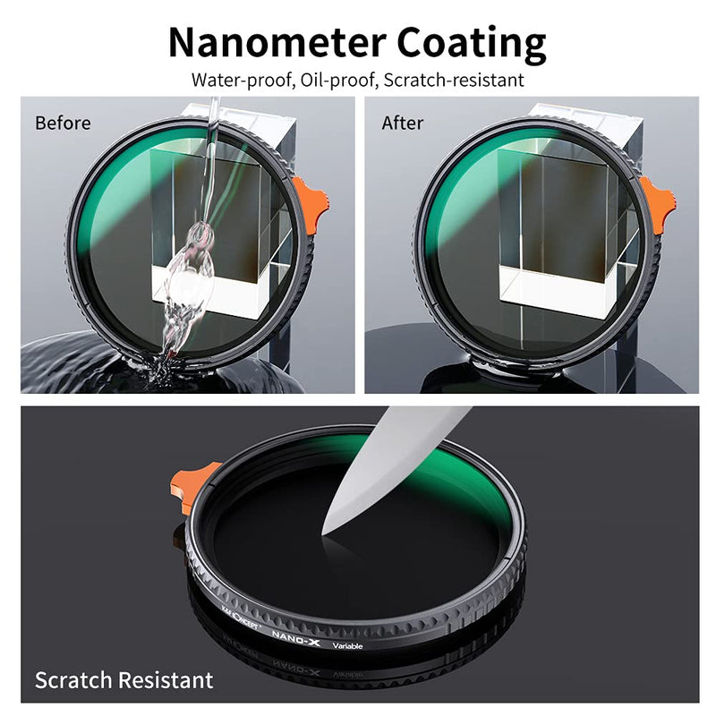 K&F Concept 49mm Variable ND Filter ND2-ND400 (1-9 Stops) with Putter HD 28 Multi-Layer Coatings Import AGC Glass Adjustable Neutral Density Filter for Camera Lens