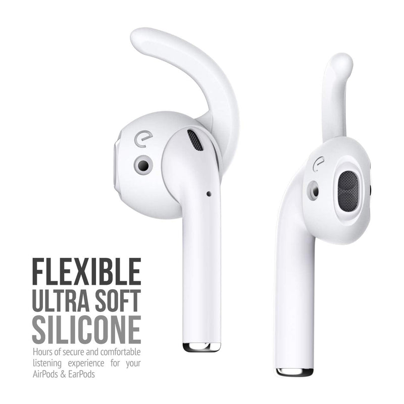 KeyBudz EarBuddyz 2.0 Ear Hooks and Covers Accessories Compatible with Apple AirPods or EarPods Headphones/Earphones/ Earbuds (3 Pairs) (Clear) Clear