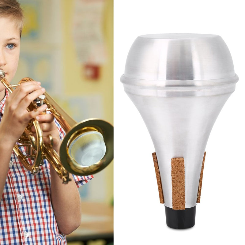 Dilwe Trumpet Mute, Cork Strips Aluminum Alloy Practice Trumpet Cornet Mute Silencer