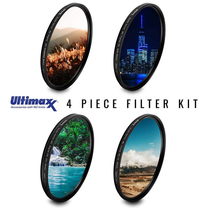 [AUSTRALIA] - 95MM Ultimaxx Professional Four Piece HD DigitalFilter Kit (UV, CPL, ND9, Warming Filters) for Camera Lens with 95MM Filter Thread and Protective Filter Pouch 