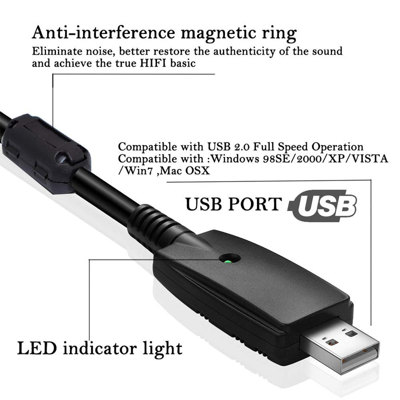[AUSTRALIA] - Microphone USB Cable, LITMIND XLR Female to USB Adapter for Studio Recording, Karaoke - 10 Feet 