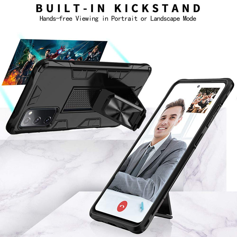 Samsung Galaxy S20 FE Case Galaxy S20 FE 5G Case Military Grade Built-in Kickstand Case with Stand Holster Armor Heavy Duty Shockproof Cover Protective Case for Galaxy S20 FE Phone Case (Black) Black