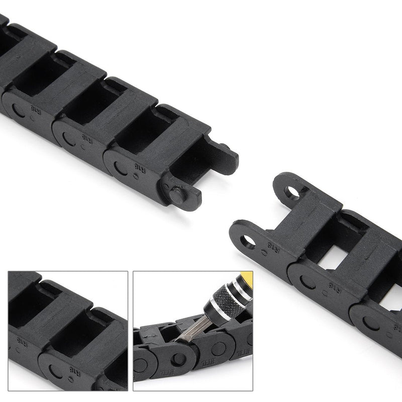 uxcell R18 10mm x 15mm（Inner H*Inner W）Black Plastic Cable Wire Carrier Drag Chain 1M Length for CNC