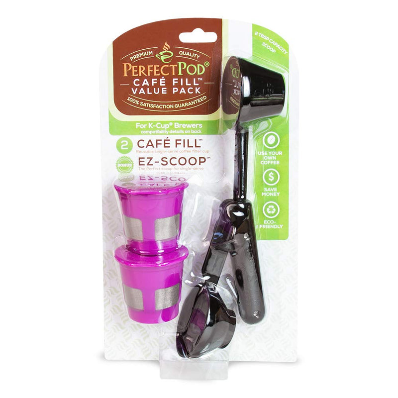 Cafe Fill Value Pack by Perfect Pod | Reusable K Cup Coffee Pod Filters & Coffee Scoop, Compatible with Keurig K-Duo, K-Mini, 1.0, 2.0, K-Series and Select Single Cup Coffee Makers
