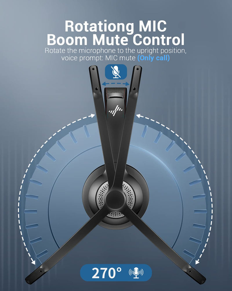[AUSTRALIA] - Wireless Headset with AI Noise Cancelling Microphone Bluetooth Headset - Bluetooth V5.2 Headphones with USB Dongle & Mic Mute for Computer/Laptop/PC/iPhone/Android/Cell Phones/Zoom/Ms Teams/Skype 