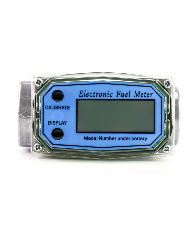 QWORK Digital Turbine Flow Meter, LCD Digital Display with1 Inch NPT Counter Gas Oil Fuel Flowmeter for Diesel, Kerosene, Gasoline