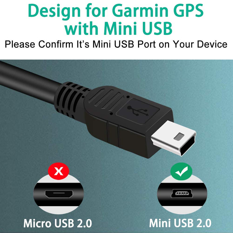 2-Pack 6FT USB Charger Power Cord for Garmin GPS Navigator Nuvi 57 52lm 55lmt 57lm 67lm 2557lmt 2589lmt 2599lmthd 2639lmt 2689lmt 40lm 255w 200 57LM C255 2539LMT 2597LMT Dashcam Gpsmap Charging Cable