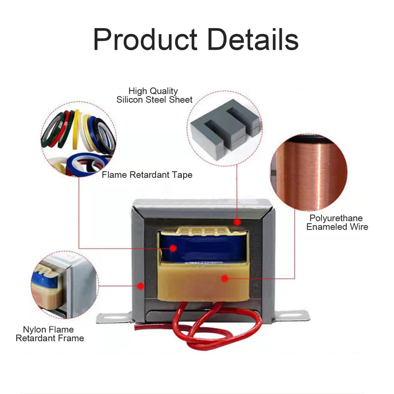 Fielect Power Transformer Double Phase Input AC 220V 50Hz to Output AC 6V 5W Control Transformer for Lighting Power Supplies, Audio Equipment etc. Various Small Power Supplies 1Psc EI41 6V 5W Double Phase