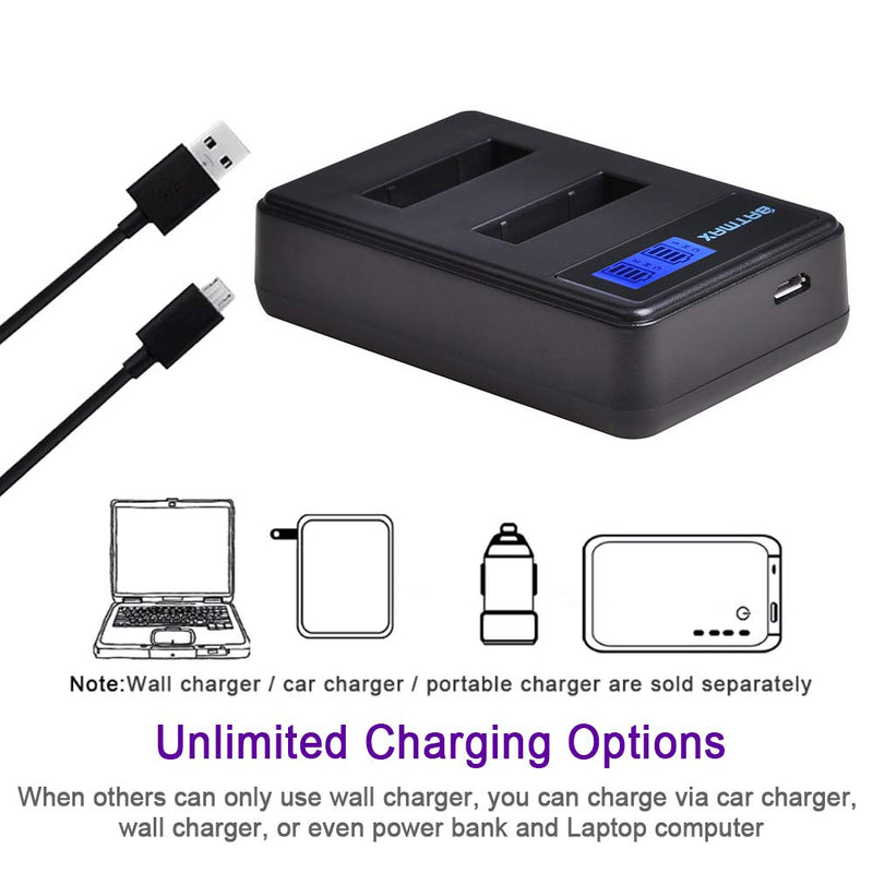 Batmax 4Packs NP-BX1 Battery (1600mAh) and LCD Dual USB Charger for Sony NP BX1/M8, Cyber-Shot DSC-HX80, RX1, RX1R, RX100, RX1RII, H400, HX300, HX50V, HX90V, WX300, WX350, HDR-AS10 Cameras