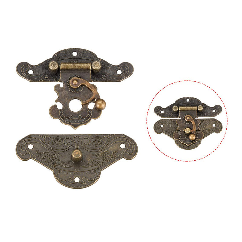 [AUSTRALIA] - uxcell 2 Sets Wood Case Chest Box Rectangle Clasp Closure Hasp Latches Bronze Tone 82 x 65mm 