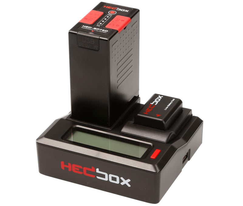 HEDBOX RP-DC50/DLPE6 - Dual LCD Battery Charger for Canon LP-E6/6N and Hedbox RP-LPE6 Battery