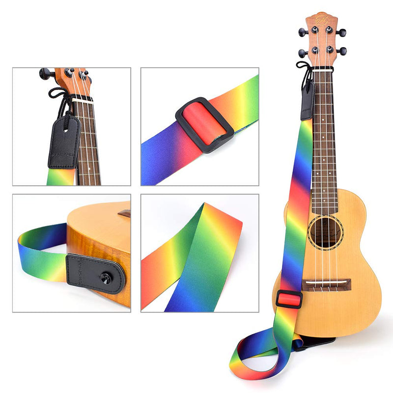 CLOUDMUSIC Ukulele Strap Rainbow Colorful For Soprano Concert Tenor Baritone