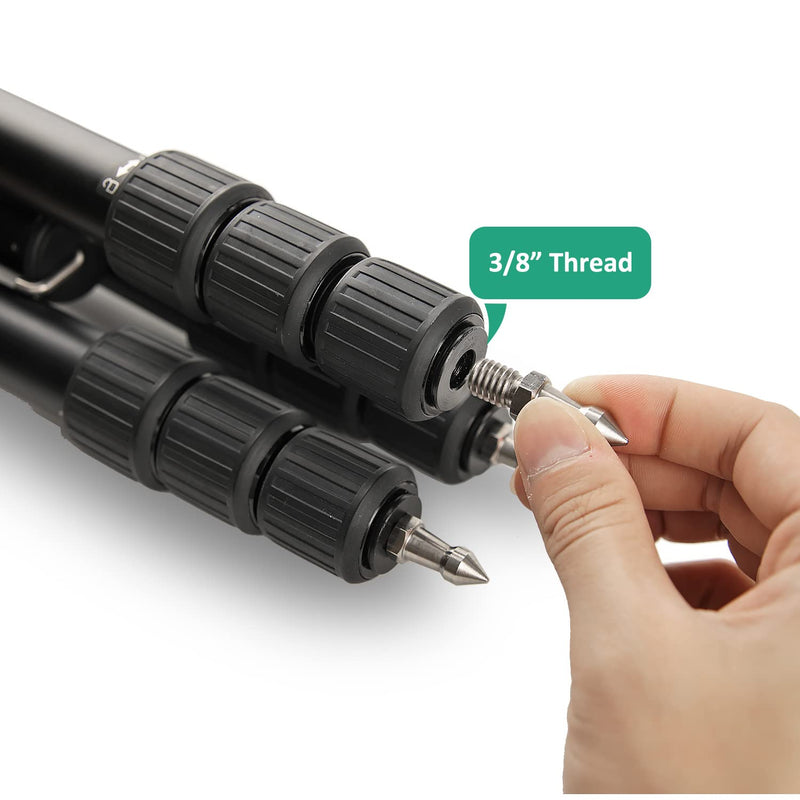 [AUSTRALIA] - 3 Sets of Rubber Tripod Foot Universal 3/8 Thread Anti-Slip with Stainless Steel Tripod Spikes Replacement Part for Monopod Tripod by Rigych Spike Kit 