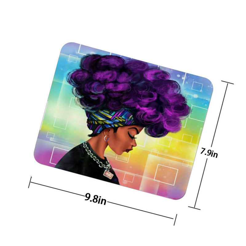 Mouse Pad Custom Design, African Women with Purple Hair Hairstyle Water Resistant Office Mousepad for PC Computers Laptop, 7.9 x 9.8 x 0.1 Inch