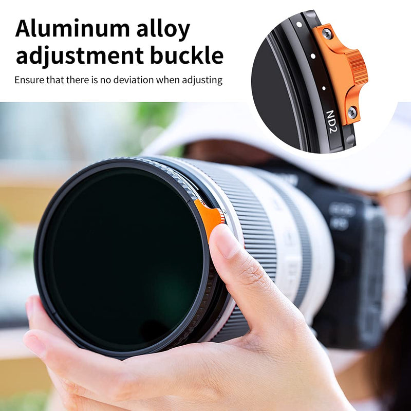 K&F Concept 49mm Variable ND Filter ND2-ND400 (1-9 Stops) with Putter HD 28 Multi-Layer Coatings Import AGC Glass Adjustable Neutral Density Filter for Camera Lens