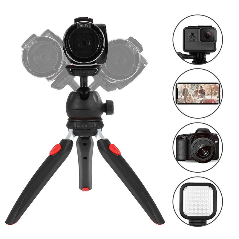 Andoer Mini Tabletop Tripod Phone Camera Tripod Removable Ball Head Portable Foldable with 1/4" Mounting Screw for DSLR/Mirrorless Cameras DV LED Video Light