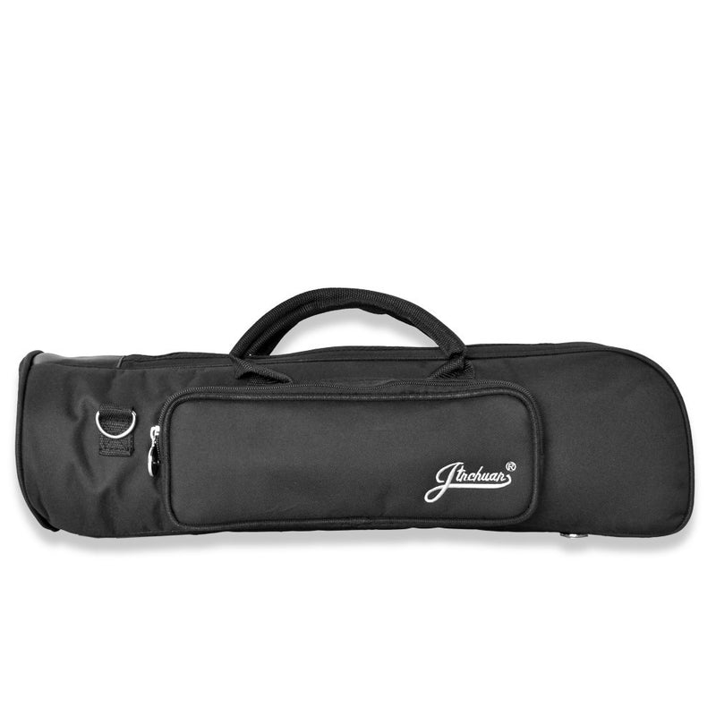 Flexzion Senior Trumpet Gig Bag Case Durable Soft Nylon Padded Portable Instrument Accessory with Double Zippers and Adjustable Shoulder Strap in Black