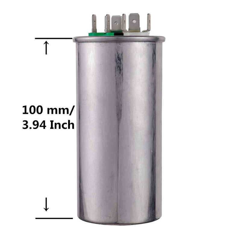 BOJACK 50+5uF 50/5MFD ±6% 370V/440V CBB65 Dual Run Circular Start Capacitor for AC Motor Run or Fan Start or Condenser Straight