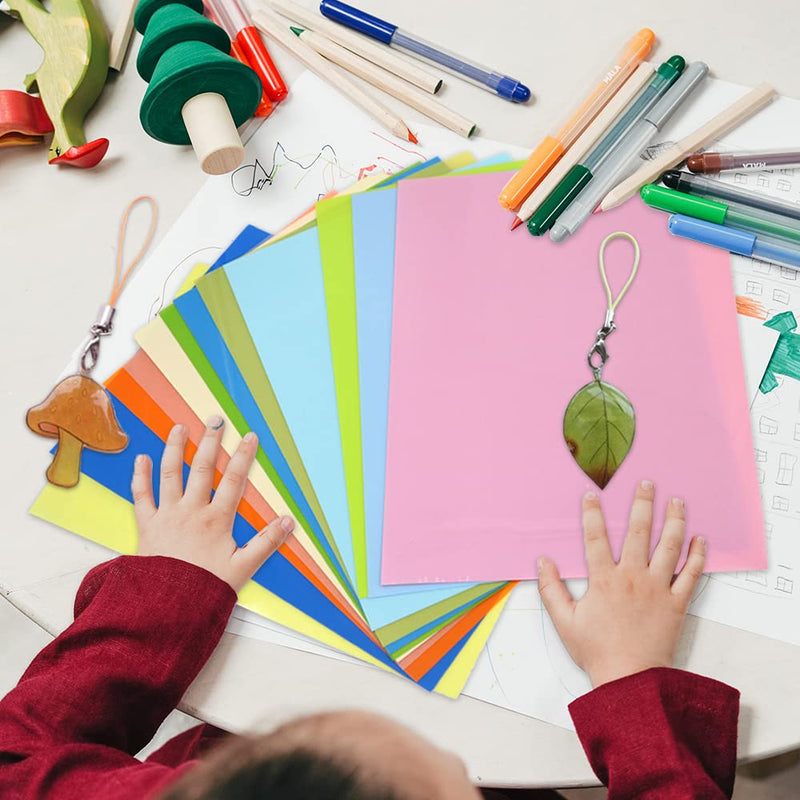 12pcs Colorful Shrink Films Papers, Heat Shrink Plastic Sheets, Shrink Art Paper for Creative Craft, 7.9x11.4in (Style B) Style B