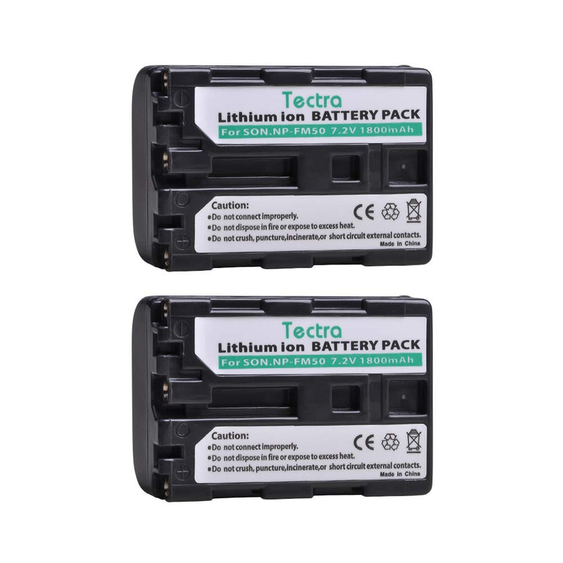 Tectra 2Pcs NP-FM50 Replacement Battery and Dual USB Charger for Sony HDR-HC1, DCR-TRV280, DCR-TRV350, CCD-TRV138, DCR-TRV250, DCR-TRV19, DCR-TRV22, DCR-TRV27, DCR-TRV33, DCR-TRV460, DCR-TRV140