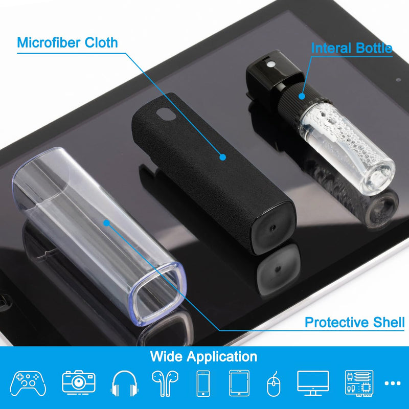 Screen Cleaner Touchscreen Mist Spray, walrfid Cleaning Kit for Electronic Smart Phone TV, Laptop, Tablet, PC, Computer LCD Flat Screens, Eyeglasses, Compatible with iPhone iPad MacBook Pro - Black Safety Black