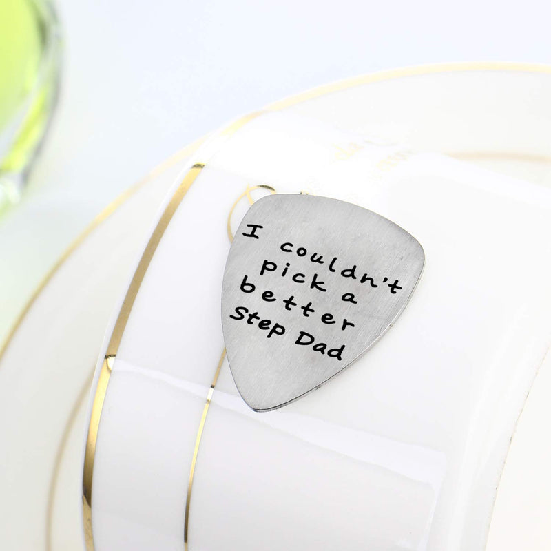 I Couldn’t Pick A Better Step Dad Stainless Steel Guitar Picks Gift for Stepdad Papa Stepfather